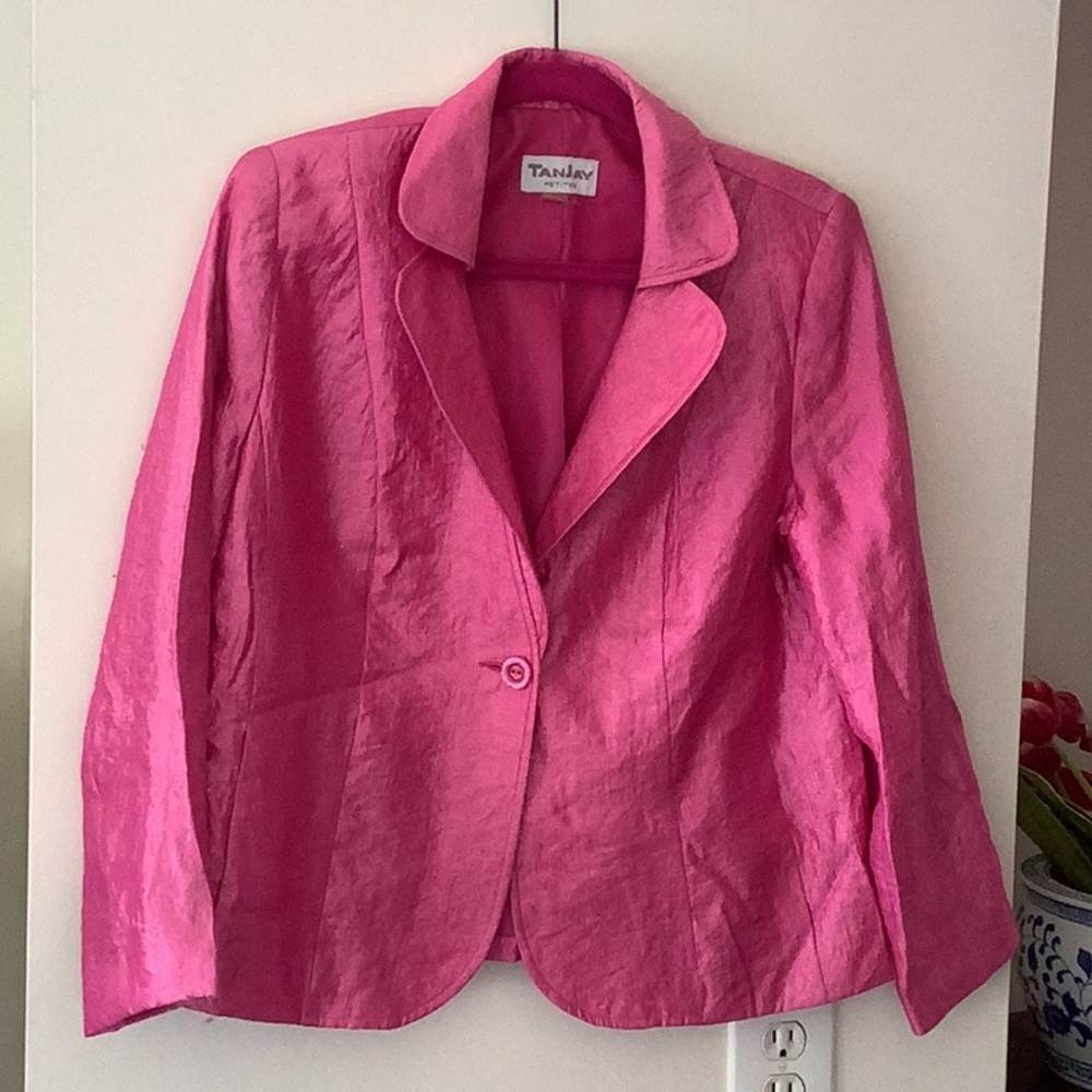 NWOT machine washable pink shimmery blazer